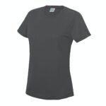 LADIES COOL T CHARCOAL, with your own design DTG printed on the front.